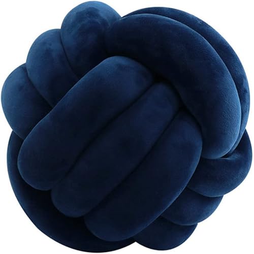 Knot Pillow Ball Round Cushion Pillows, Room Decoration Plush Pillow (Navy Blue,11 in)