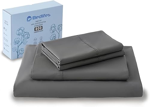 Bedlifes Sábanas refrescantes de 800 hilos 100% algodón egipcio, suaves y transpirables, tejido satinado, sábanas de hotel de lujo, 16 bolsillos