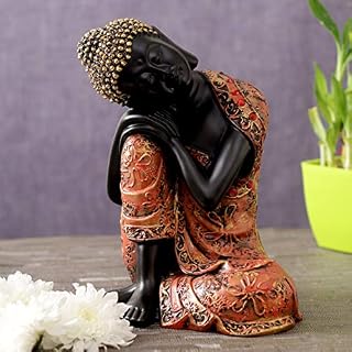 TIED RIBBONS Buddha Statue for Home Décor Buddha Showpiece for Home Decoration Buddha Statue Ornament Resin Small Zen Buddha Resting (23 cm X 17 cm) - Christmas Decorations for House