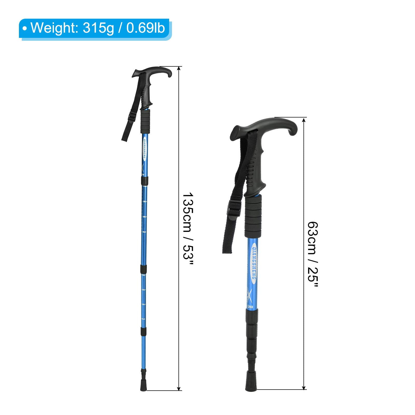 PATIKIL Senderismo Bastones, Plegables Telescópicos Senderismo Bastones 21-43 Pulgadas T Mango con Barro Cesta Aluminio Aleación para Exterior Senderismo Caminar Campamento, Azul