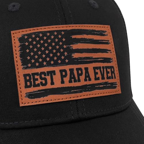 Image of Fathers Day Dad Papa Gifts from Daughter Son Wife, Unique Men's Hat for Dad Grandpa Husband, Leather Pattern Baseball Cap