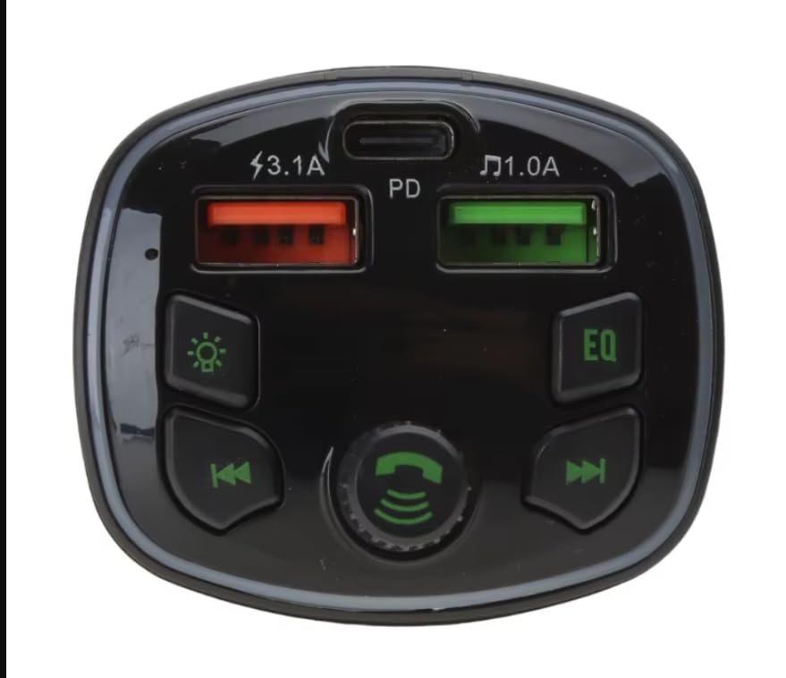 Bluetooth Voiture, Transmetteur FM MP3, Adaptateur Radio Lecteur, Allume Cigare Charge Rapide et Type C QC3.0, Musique Accessoire, Kit Emetteur 4.8A USB,...