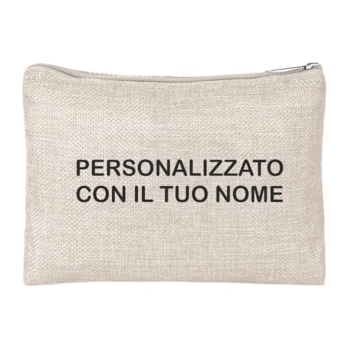 Pochette In Poliestere Juta Con Chiusura Cerniera Zip 20x15 - e Juta - Decorata - Regalo per Innamorati - Personalizzabile
