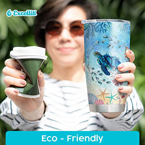 Excelliti Sea Turtle Life Is Better At The Beach Ocean Marine Stainless Steel Tumbler 20oz For Women Wife Girlfriend Daughter Mom Turtle Sea Lover Gift For Birthday Aniversary Holiday - Image 8