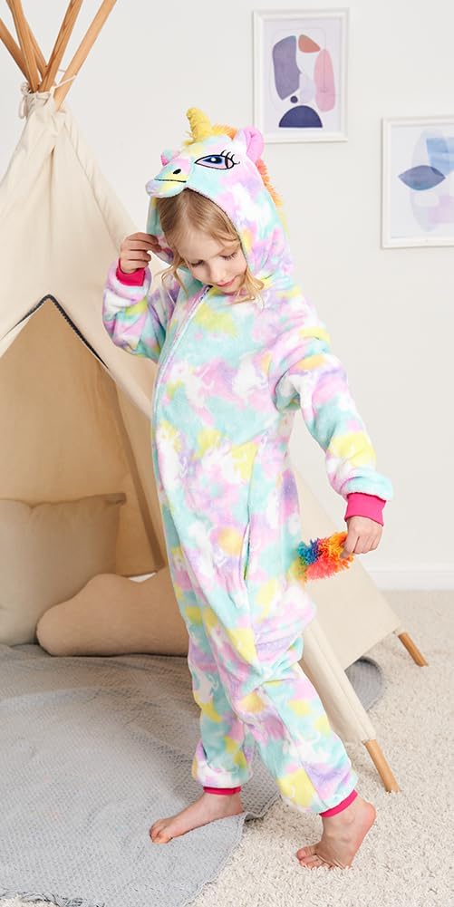 Kids Unicorn Onesie Pajamas One-Piece Cosplay Costume Animal Sleepwear Girls And Boys - Image 4