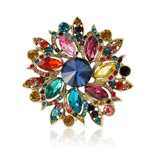 Image of Trendy Large Rhinestone Flower Brooches 8-color for Women Luxury Office Party Casual Pins Jewelry Accessories Gifts