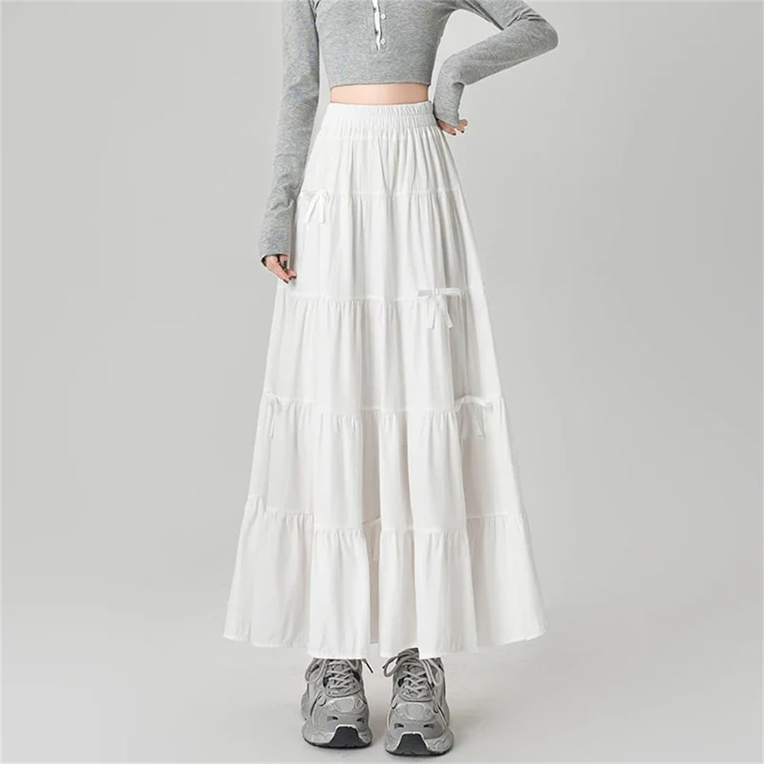 Gonne lunghe da donna A Line con fiocco in tulle patchwork a vita alta grandi gonne a ombrello altalena