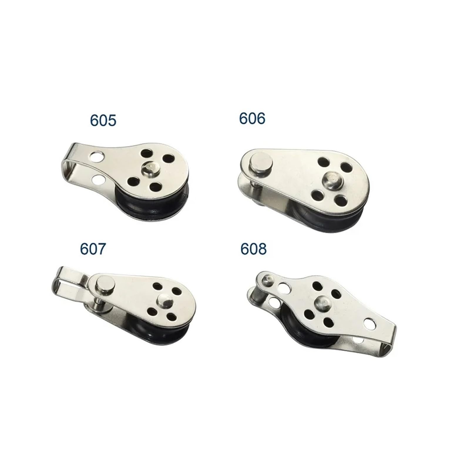 System koła pasowego ze stali nierdzewnej 316, nylonowe koło pasowe 25 mm, oczko kotwiczne do liny 2-8 mm, wytrzymałe, model 605-608 (605), 1 sztuka, idealne do użytku morskiego i na zewnątrz