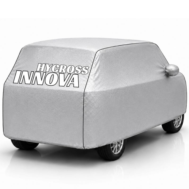 Image of Back-Boo Heavy Waterproof Innova Hycross Car Cover | Polyester Car Body Covers for Rain & Sun | UV Protection, Dustproof, Scratch Resistant, Windproof, Heat Resistant, Custom Fit - (Silver)