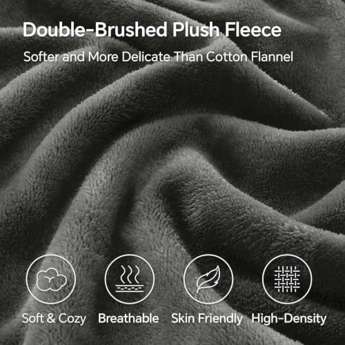 Image of BEDELITE Flannel Full Fitted Sheet & Pillowcases Set, Dark Grey, 3 Pieces | Ultra Soft Plush Fleece Bed Sheet with Elastic Corner Straps, 16 Inch Deep Pocket, Fuzzy All-Season Gift & Room Decor