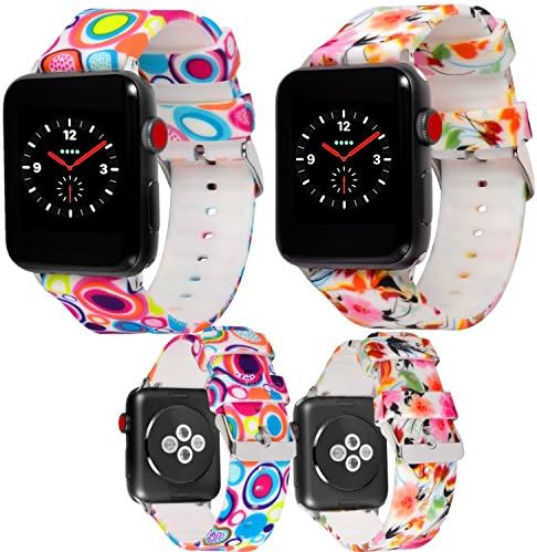WISHTA Watch Band 38/40mm 42/44mm Compatible with Apple Watch, Men & Women Sport Silicone Strap Bands Compatible with iWatch Series 4(2018) Series3 Series2 Series1/Nike+ (2Pack)