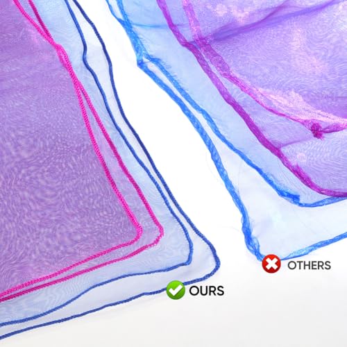 24PCS Juggling Scarves Silk Dance Music Scarfs Magic Tricks Performance Props Accessories Movement Scarves Square Rhythm Band Scarves 6 Colors 24inch*24inch3