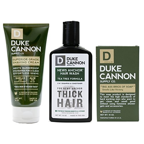 Duke Cannon Men's Grooming Bundle: Superior Grade Shaving Cream, Smells Like Victory Soap Bar, Hard-working 2-in-1 Hair Wash