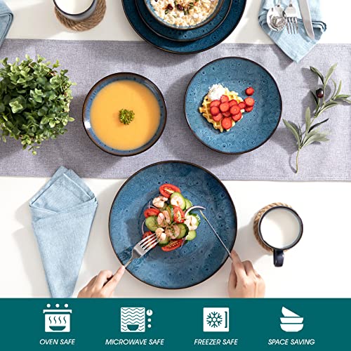 vancasso Bubble Blue Dinner Set, Reactive Glaze Dinnerware Tableware, 16-Piece Dinner Service with 11in Plate, 8in Dessert Plate, 7in Bowl and 380ml Mug, Service for 4 - Image 5