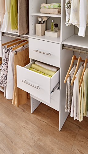 Image of ClosetMaid SuiteSymphony Wood Closet Drawer, Add On Accessory, Modern Style, For Storage, Closet, Clothes, 16 inch x 10 inch Size for 16 in. Units, Pure White /Satin Nickel