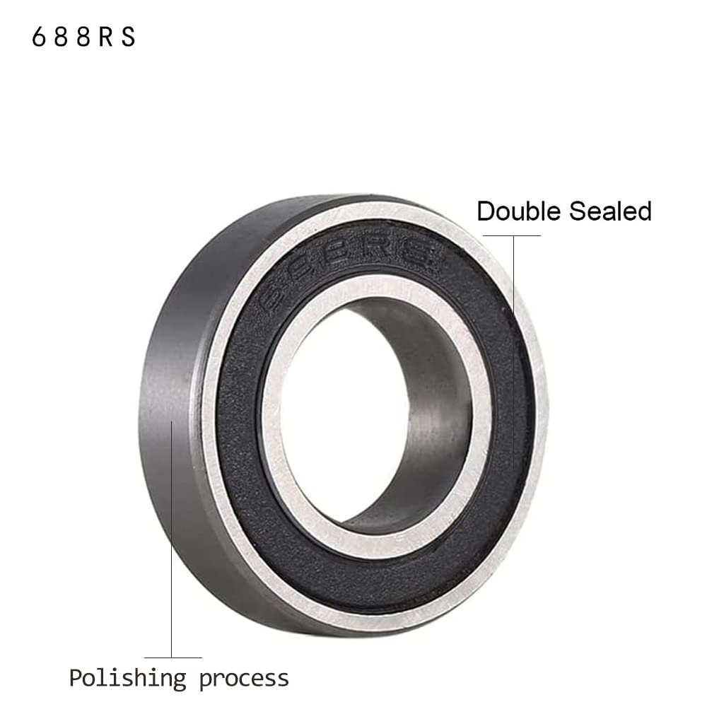 10 sztuk 688 2RS łożyska kulkowe 8 mm x 16 mm x 5 mm podwójnie zabezpieczone łożyska kulkowe zwykłe do majsterkowania, tokarek, silników, drukarek 3D, frezarek, różnych urządzeń mechanicznych itp.