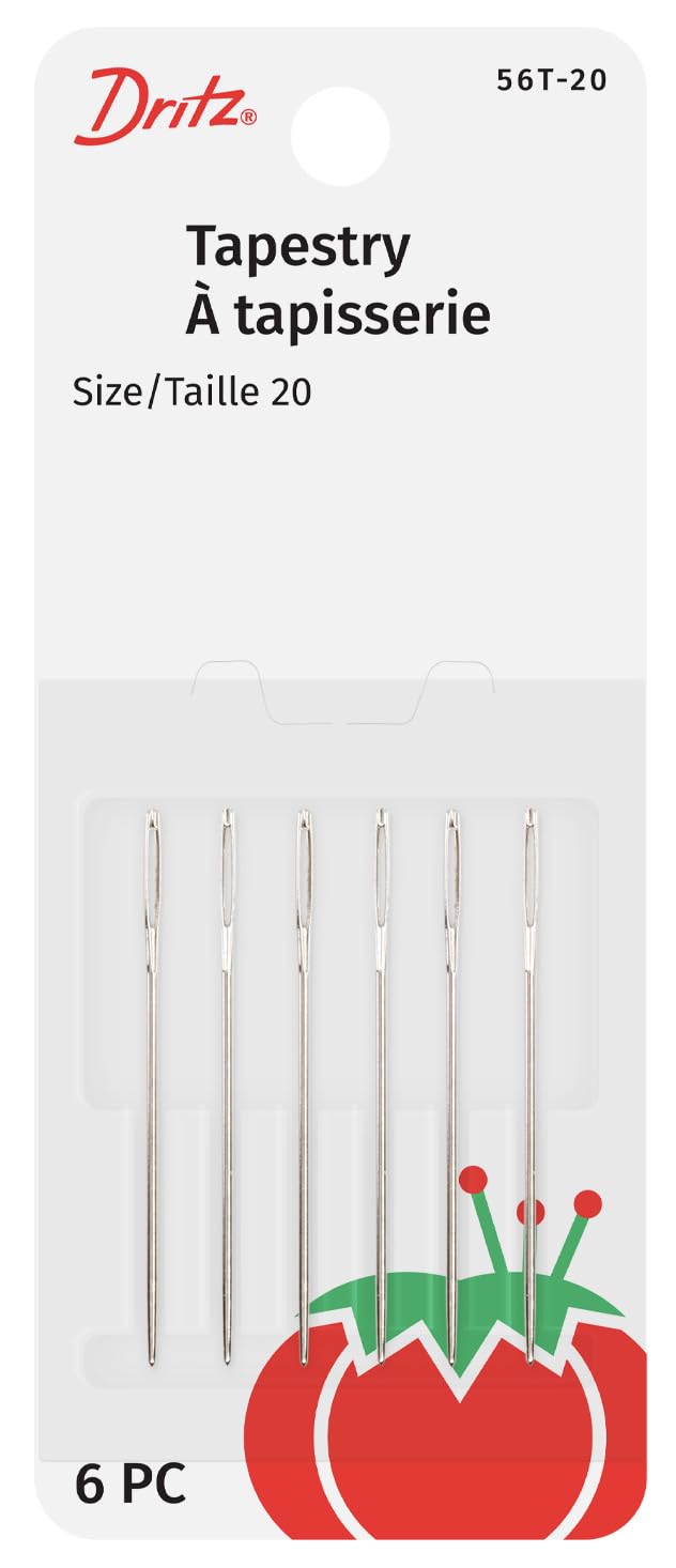 Dritz 56T-20 Tapestry Hand Needles, Size 20 (6-Count), Nickel