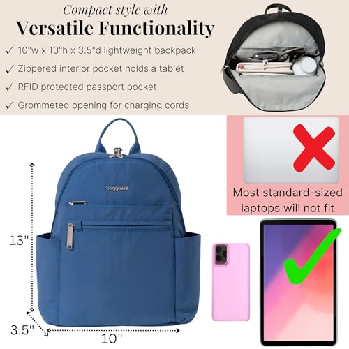 Image of Baggallini Securtex Anti-theft Vacation Travel Backpack 10x13 Slash-Resistant Nylon Daypack w /RFID