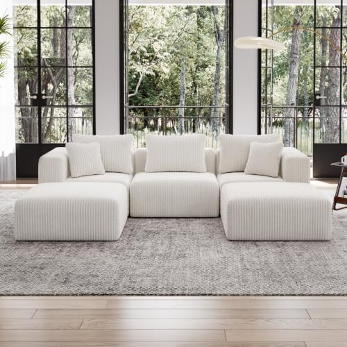 Image of Avenco 106-inch U-Shaped Modular Sectional Sofa Couch with 2 Ottomans