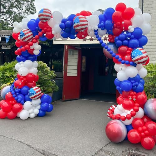 Image of YMSZ Red White and Blue Balloons, 4th of July Balloons Decorations | 67pcs, 12 Inch, Red and Blue Balloons for Independence Day Birthday Party Decorations