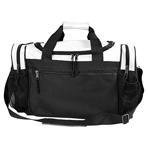 Image of DALIX 17 inch Duffle Bag Dual Front Mesh Pockets (Black Gold Gray Dark Green Navy Blue Maroon Royal Blue Orange Pink Purple Red White