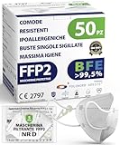 ADESTE - 50 Mascherine FFP2 NR D Bianche Certificate CE, Filiera controllata, anallergiche...