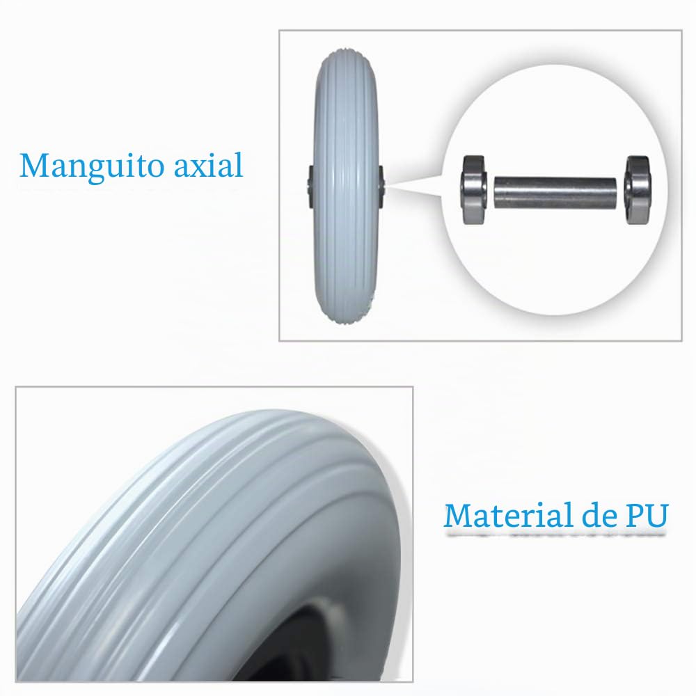 8"x 2" (200 X 50) Antideslizantes De Goma PU Ruedas para Sillas De Ruedas Ruedas Delanteras, para Muchas Sillas De Ruedas Estándar/Silla De Ruedas Eléctrica Reemplazo De 1 Par