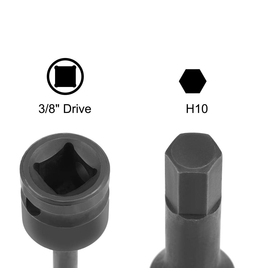 TOP-VIGOR Impact Hex Bit Socket, 3/8" Drive X H10 (10mm) Allen Key