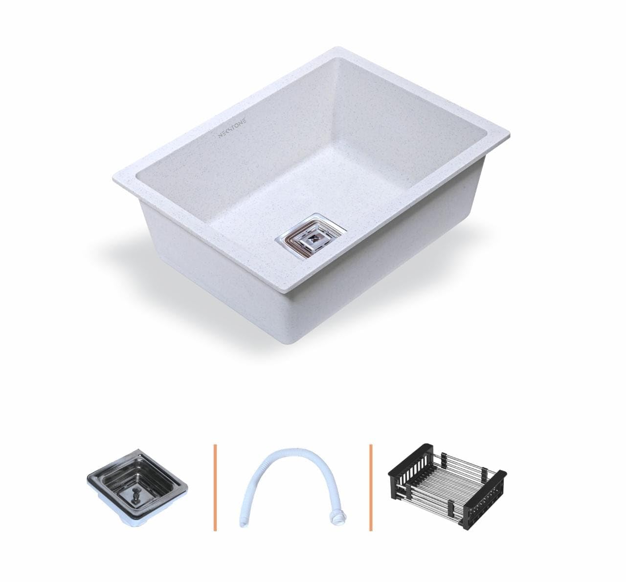 NEKSTONE Quartz Ascend Single Bowl Kitchen Sink Wash Basin | Wash Basin For Home | Designer Wash Basin (24 x 18 x 9 Inch) (Snow Sand) (B0C37K9TL8) Amazon Price History, Amazon Price Tracker