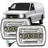RXTSQI FIT FOR 1984-1991 Chevy Blazer/1996-2017 Chevy Express,130W 44000LM 6000K Xenon White H6054 Retangular Seal beam,5x7 6x7 INCH Headlights with Halo,IP68,2PCS