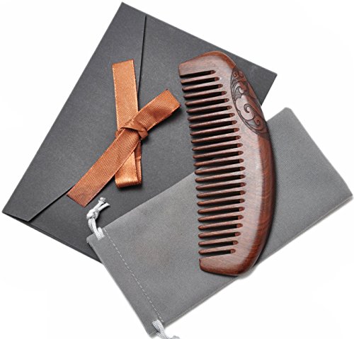 Wood Comb，Wooden hair comb，100% Natural Sucupira Comb-Anti Static-Wide tooth (Auspicious clouds)
