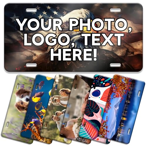 VulgrCo Custom License Plate - UV Printed Personalized License Plate for Car, Truck, SUV, Photo & Logo, Door Plate Cover, Vanity Auto Accessory, 6x12 Inch