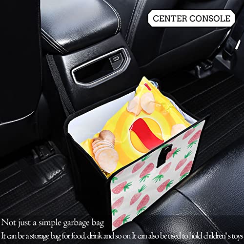 Image of Strawberry Cute Car Trash Can Fruit Foldable Hanging Car Trash Bag Bin Auto Garbage Can Leak-Proof Car Organizer(Large) (g300223586p857c913s2022)