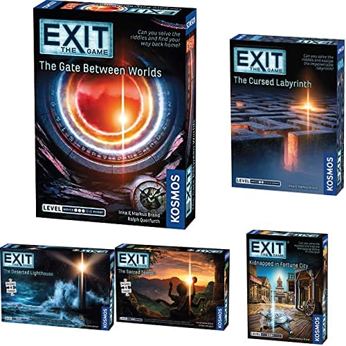 EXIT: The Game 5-Pack Escape Room Bundle | Season 5 | Gate Between Worlds, Cursed Labyrinth, Kidnapped in Fortune City, Sacred Temple, Deserted Lighthouse | Kosmos Game | Card-Based at-Home