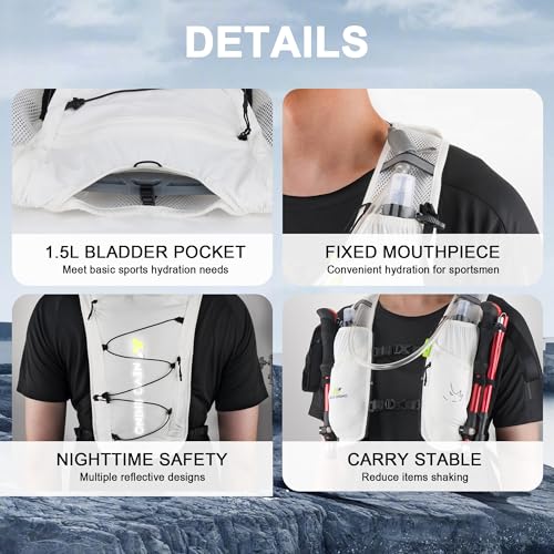 Image of N NEVO RHINO 5.5L Running Vest for Women Men, Lightweight Hydration Vest with 1.5L Water Bladder, Breathable Water Backpack for Hiking Marathon Running