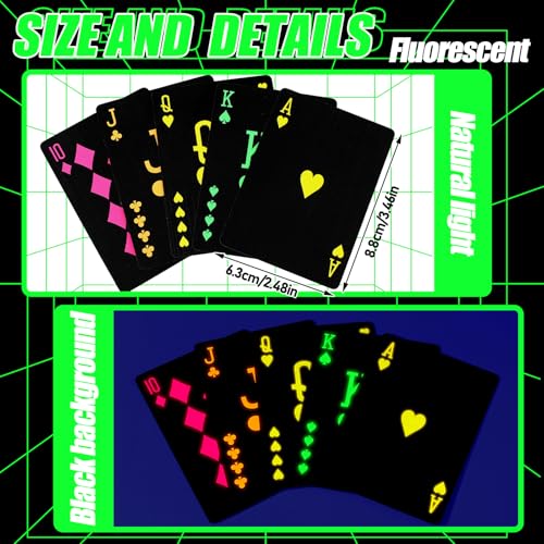 Cartas de Póker fluorescentes caja negra 54 cartas miniatura 2