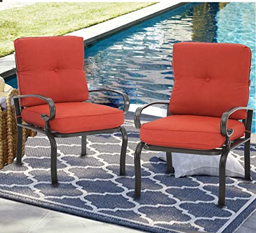 Oakmont 2 Piece Outdoor Furniture Patio Bistro Chairs Metal Dining Furniture Set, All-Weather Garden Seating Chair (Red) #TOP14