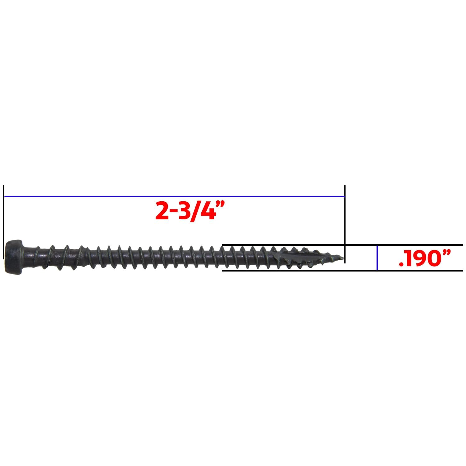 # 10 tornillos de madera revestidos exteriores de 2 a 3/4 pulgadas Winchester Grey (Yosemite, Caribou) Tornillo de madera con revestimiento exterior Torx/Star Drive Head (5 lbs ~ 350 tornillos