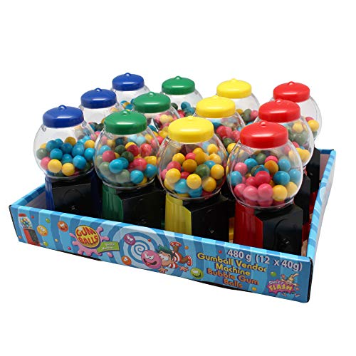 Gumball Machine Mini Kaugummi - Automat gefüllt und Nachfüllbar 12 Stück x 40 Gramm Verkaufsdisplay Geburtstag Cover