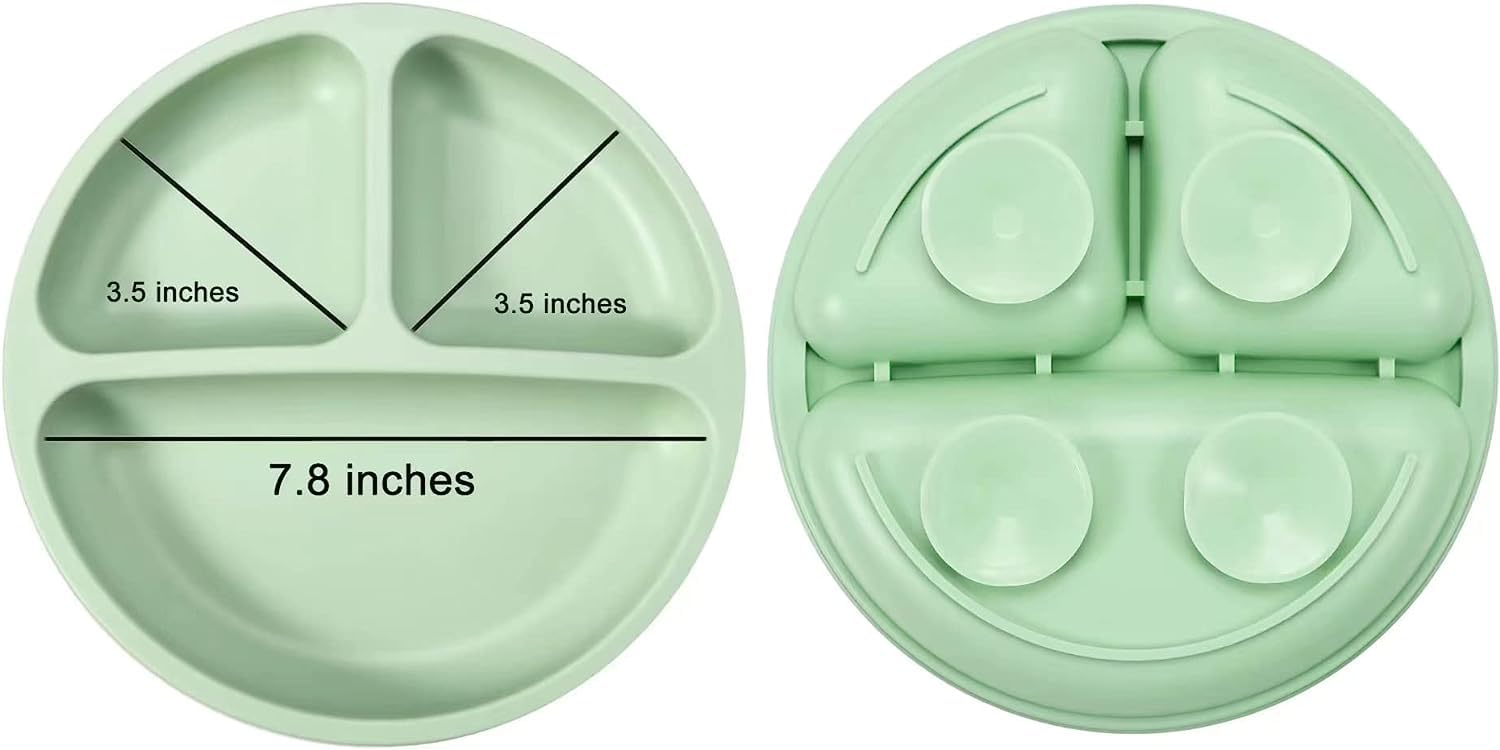 PandaEar 2-Pack Silicone Suction Plates for Babies Weaning with 2 Baby Spoons, Divided Plates for Toddlers and Kids Childrens - Image 3