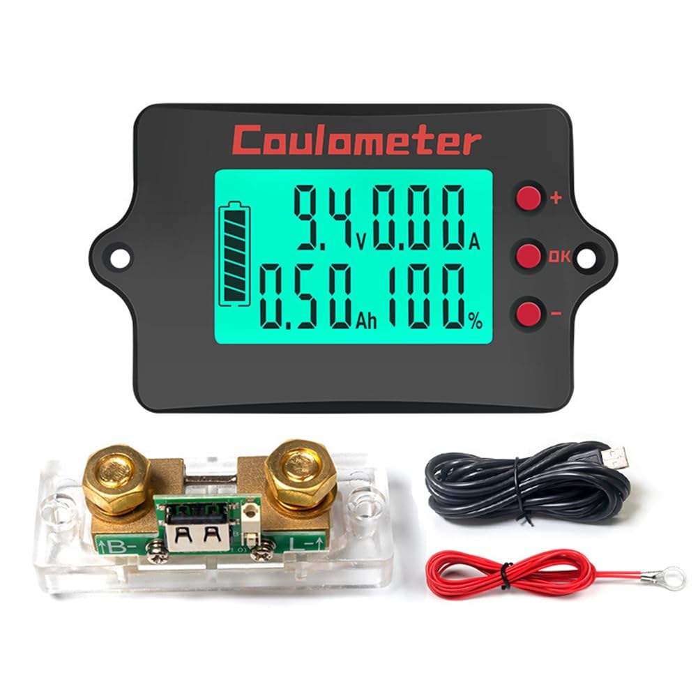Osmond DC 8-120V PZEM-037 Battery Indicator Coulometer Voltmeter Ammeter Acid/Lithium/Lithium Iron Battery Tester 100A Shunt