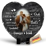 22Feels Personalisierte Schiefertafel Herz für Paare & Verliebte – Emotionales Geschenk zu Jahrestag, Hochzeit & Hochzeitstag – Natur-Schiefer, Anthrazit mit Foto & Liebeserklärung