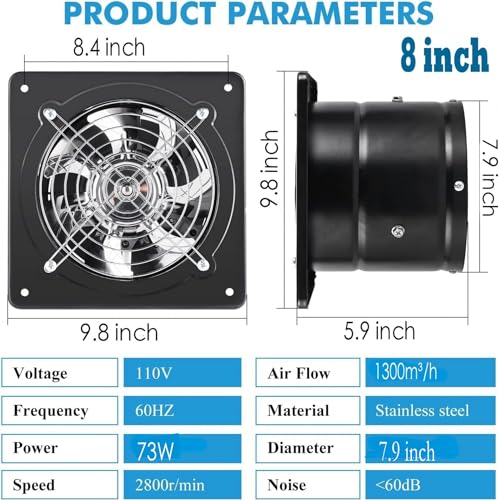 Exhaust-Fan-78W-Through-wall-installation-Ventilation-Fans-110V-Exhaust-Fan-with-Plug-8-inch-Exhaust-Smoke-Fan-with-Light-Weight-Pure-Copper-Motor-for-Kitchen-Bathroom-Black