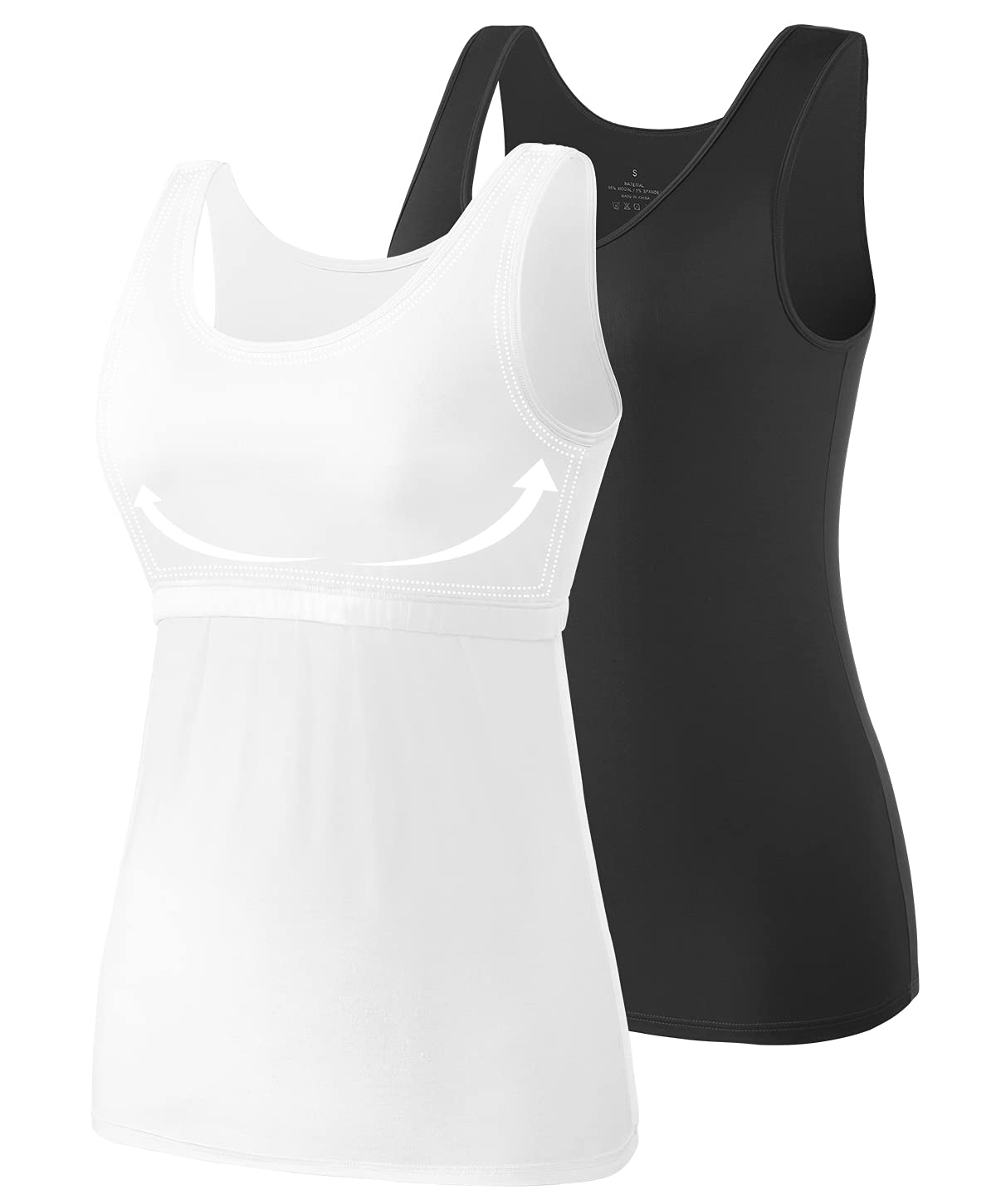 Vislivin Cotton Tank Tops with Shelf Bra for Women Stretch Tanks Wide Strap Undershirts