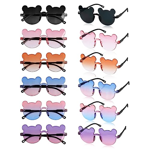18 Pack Kids Sunglasses Bear Rimless Kids Sunglasses bulk for Bir...
