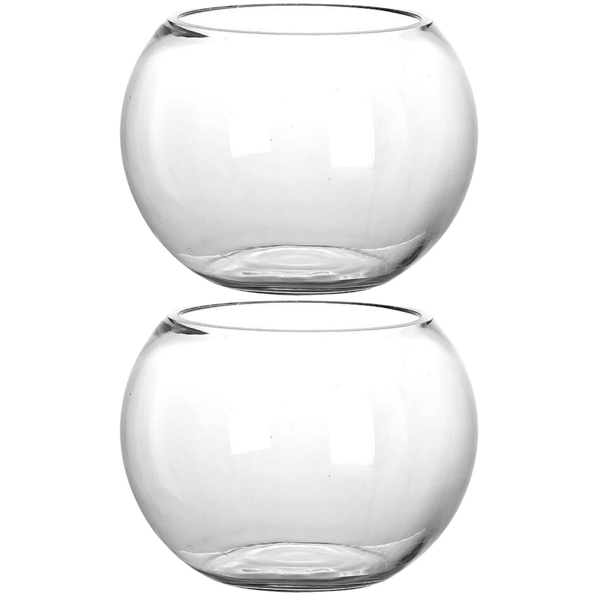 Operitacx 2 Uds Pecera De Cristal Jarrón Redondo De Cristal Pequeño Jarrón Redondo Mesa Pecera Vidrio Transparente Hidroponía Mesa De Comedor Oficina