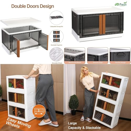 Image of JD FRESH Plastic Double Door Wardrobe for Storage /Storage Organizer /Kitchen Cupboard /Versatile and Sturdy Almirah for Clothes /Closet for Bedroom /Living Room /Laundry Room /Study - 2-Tier(White)