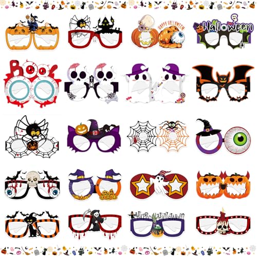 GreenYeah 20 óculos de festa de Halloween, óculos de Halloween, papel óculos de festa de Halloween, conjunto de óculos de Halloween, óculos de festa divertidos Halloween, Halloween Feste Deco óculos