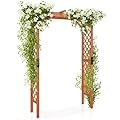 Giantex 7FT Wood Garden Arbor Trellis, Wedding Arch for Outdoor Patio Birthday Bridal Party Prom Decoration, Garden Trellis Pergola Arbor for Climbing Plant Rose Vines