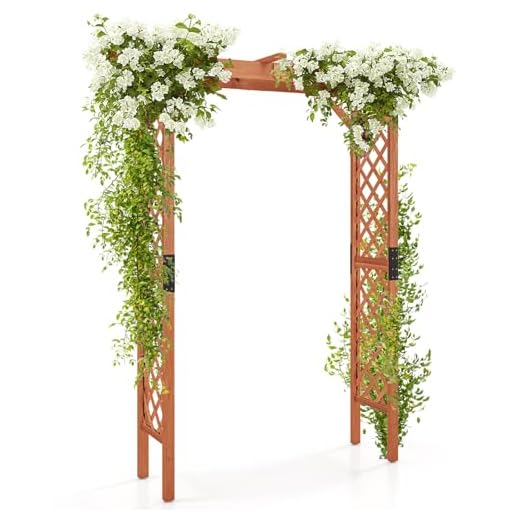 Giantex 7FT Wood Garden Arbor Trellis, Wedding Arch for Outdoor Patio Birthday Bridal Party Prom Decoration, Garden Trellis Pergola Arbor for Climbing Plant Rose Vines